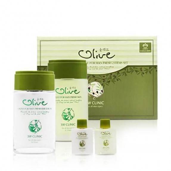 3W CLINIC Набор для ухода за мужской кожей - Olive for man fresh 2 items set