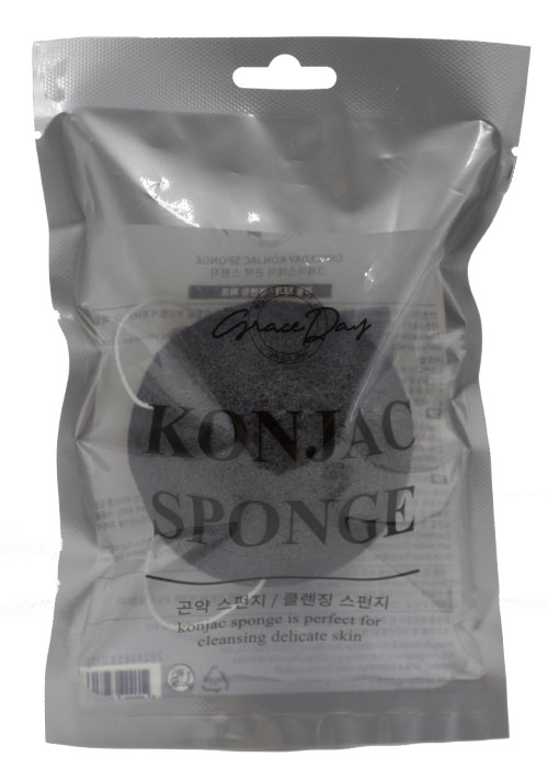 GRACE DAY Cпонж конняку для лица ЧЕРНЫЙ Konjac Sponge, 1 шт