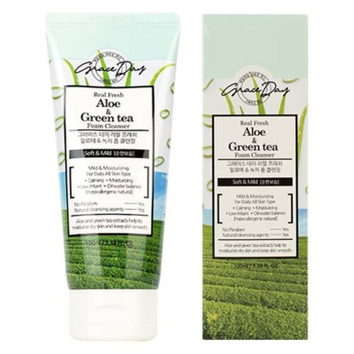 Grace Day Пенка с алоэ и зелёным чаем Real Fresh Aloe & Green Tea Foam Cleanser