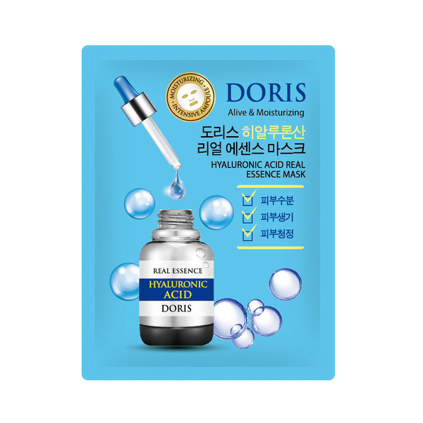 DORIS Тканевая маска для лица ГИАЛУРОН HYALURONIC ACID Real Essence Mask