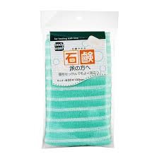 Motegi Японская массажная мочалка жесткая, зеленая в белую полоску BodyTowel,Motegi30х100см