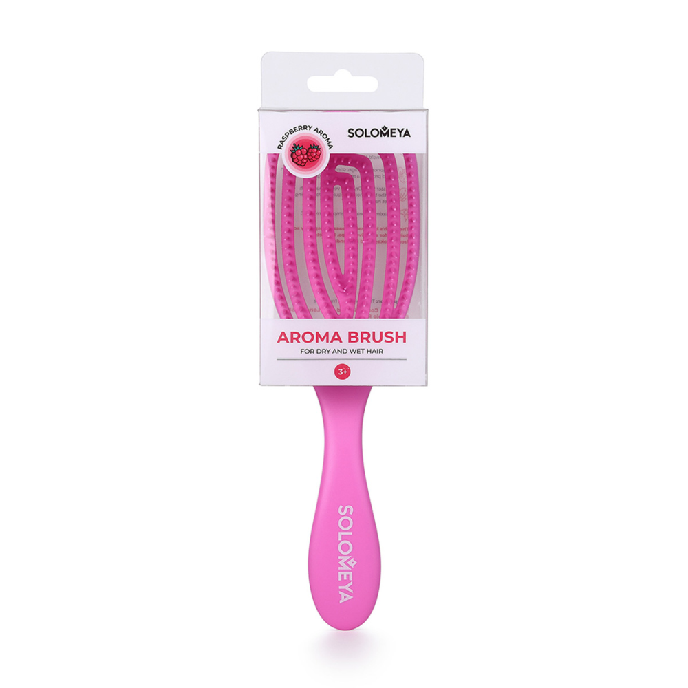 SOLOMEYA Расческа для сухих и влажных волос АРОМАТ МАЛИНЫ Wet Detangler Brush Oval Raspberry, 1 шт