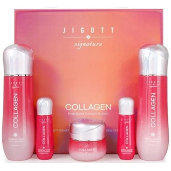 Jigott Набор увлажняющих средств для лица: тонер, эмульсия, крем Signature Collagen Essential Skin Care 3 Set