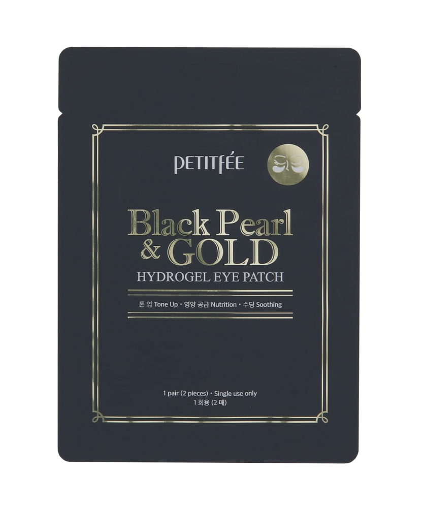 PETITFEE Black Pearl&gold Hydrogel Eye Patch Патчи для кожи вокруг глаз гидрогелевые c черным жемчуг, 1 шт