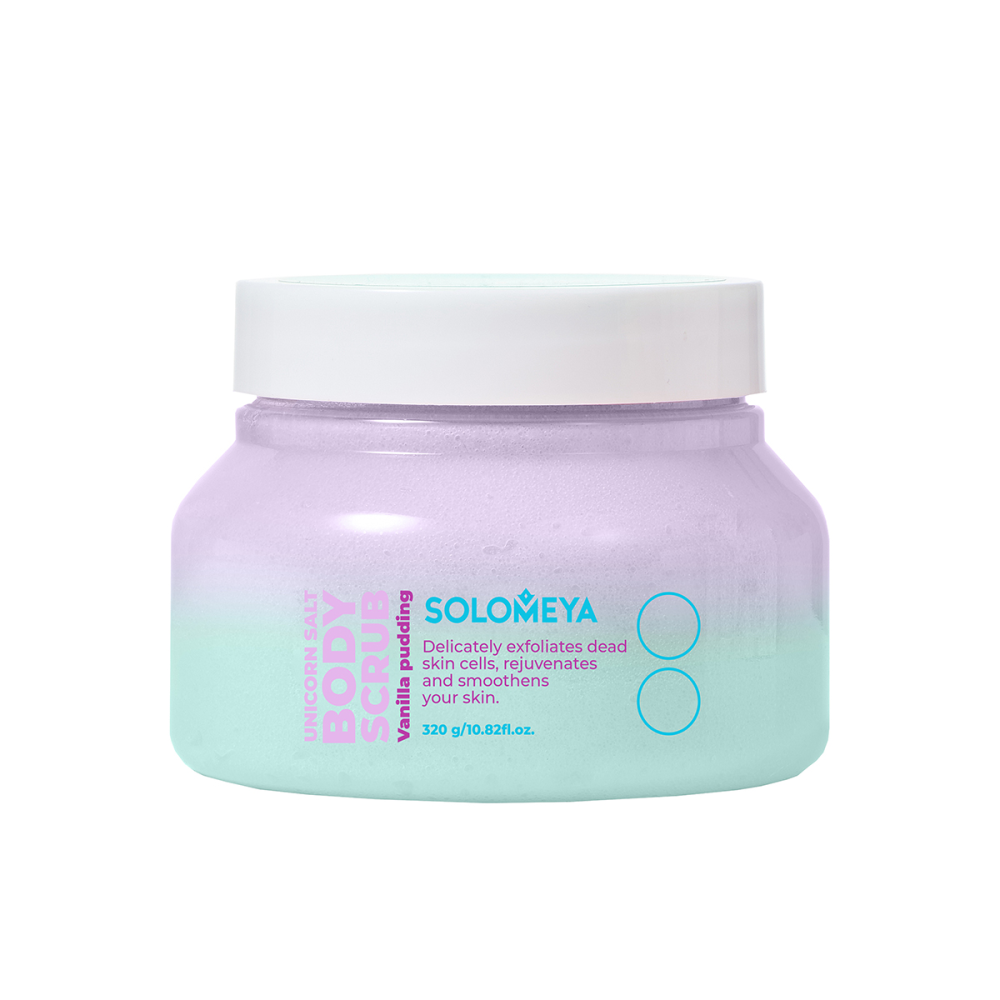 SOLOMEYA Скраб для тела солевой ВАНИЛЬНЫЙ ПУДДИНГ Unicorn Salt Body Scrub Vanilla Pudding, 320 гр