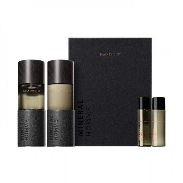 THE SAEM Набор для ухода за кожей для мужчин Mineral Homme Black EX 2 Set, (130 мл/130 мл/31 мл/31 мл)