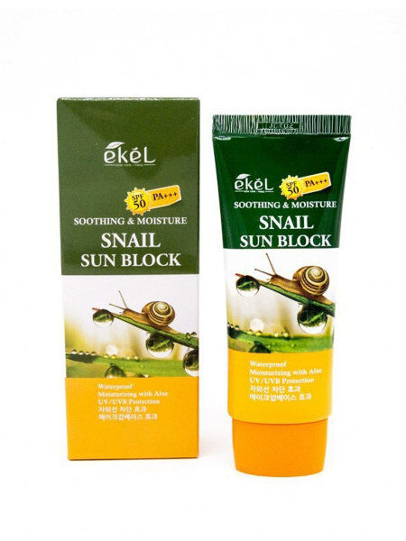 EKEL Солнцезащитный крем с улиточным муцином Soothing & Moisture Snail Sun Block SPF50 SPF50 PA+++