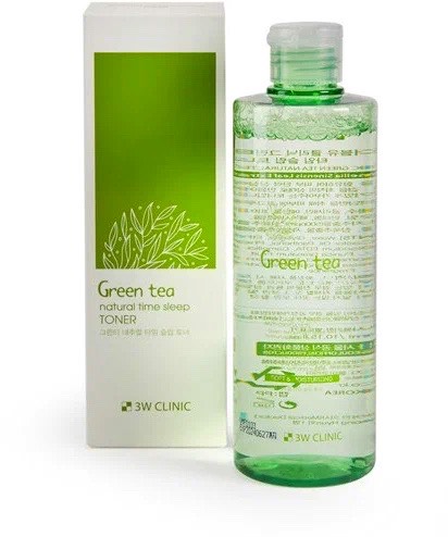 3W Clinic Увлажняющий тонер с зеленым чаем Green Tea Natural Time Sleep Toner