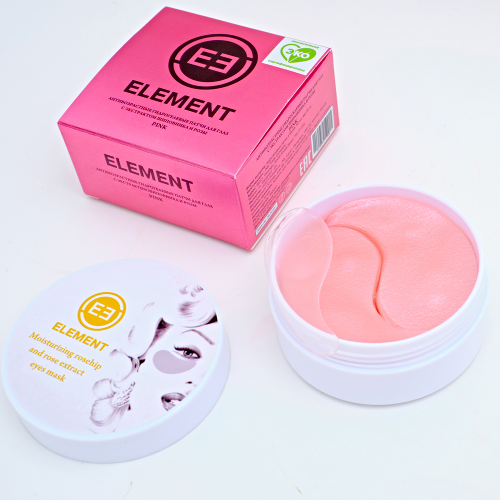 ELEMENT Гидрогелевые патчи для глаз ШИПОВНИК и РОЗА антивозрастные Pink, 60 шт., 85 гр