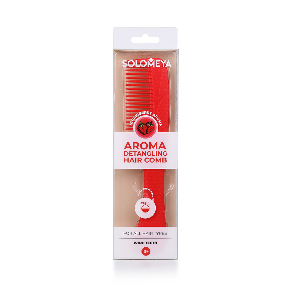 SOLOMEYA Расческа-гребень для волос АРОМАТ КЛУБНИКИ Aroma Detangling Hair Comb Strawberry, 1 шт