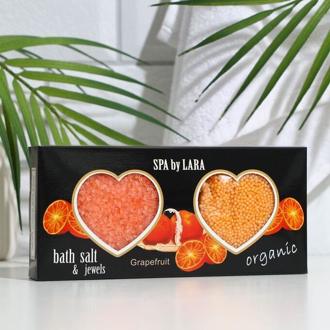 Соль морская для ванн Spa by Lara,160 г + Жемчужины для ванн Spa by Lara «Грейпфрут», 100 г