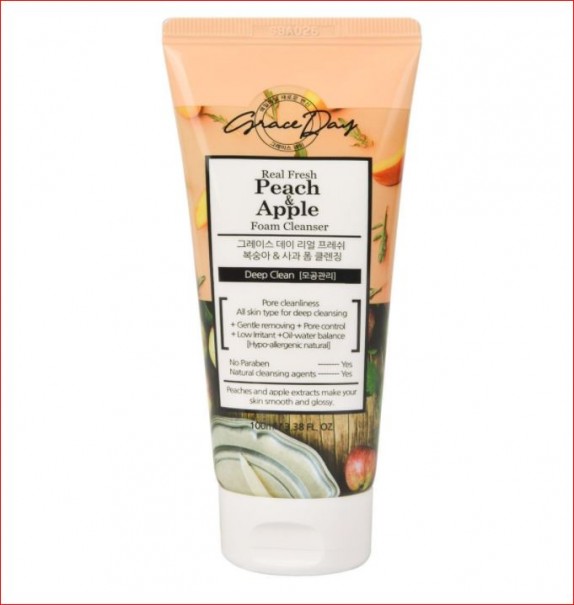 Grace Day Пенка для умывания с экстрактами персика и яблока - Real fresh peach & apple foam, 100мл