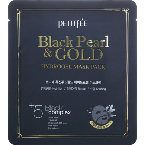 PETITFEE Гидрогелевая маска для лица жемчуг/золото - Black pearl&gold hydrogel mask pack, 32г