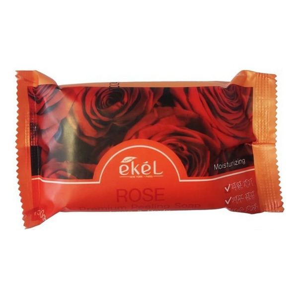 EKEL Мыло косметическое с экстрактом розы Peeling Soap Rose, 150 г