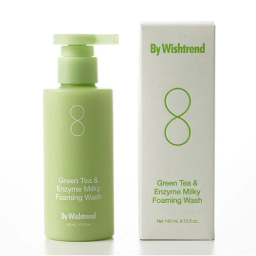 BY WISHTREND Молочная пенка для умывания с зеленым чаем и энзимами Green Tea & Enzyme Milky Foaming Wash 140ml