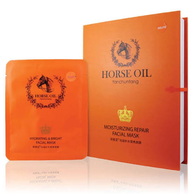 MOODS Тканевая маска для лица с лошадиным маслом Yanchuntang Horse oil aqua moisturizing repair facial mask