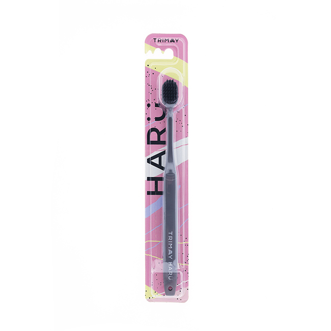 TRIMAY Зубная щетка с угольным напылением HARU Charcoal Toothbrush, 1 шт