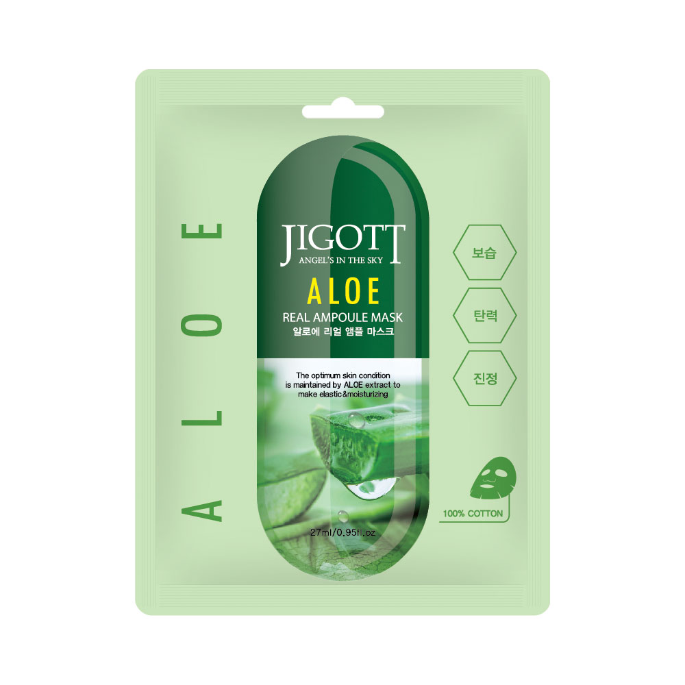 JIGOTT Тканевая маска для лица АЛОЭ ALOE Real Ampoule Mask