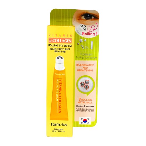 FarmStay Сыворотка для кожи осветляющая Vitamin & Collagen Rolling Serum