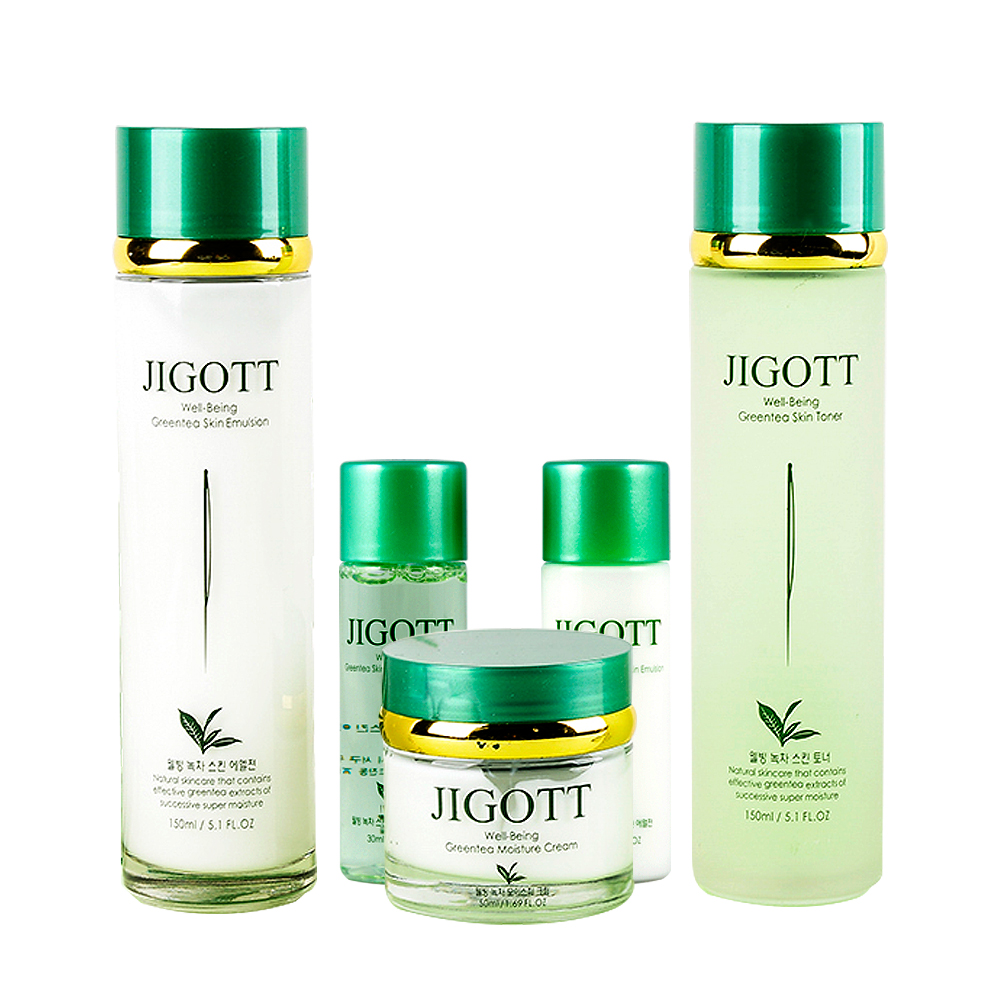 JIGOTT НАБОР ЗЕЛЕНЫЙ ЧАЙ для ухода за лицом WELL-BEING GREEN TEA SKIN CARE 3SET