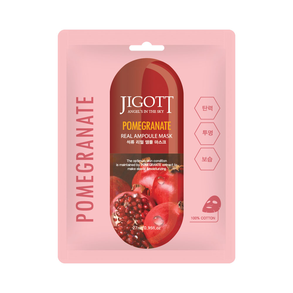 JIGOTT Тканевая маска для лица ГРАНАТ POMEGRANATE Real Ampoule Mask