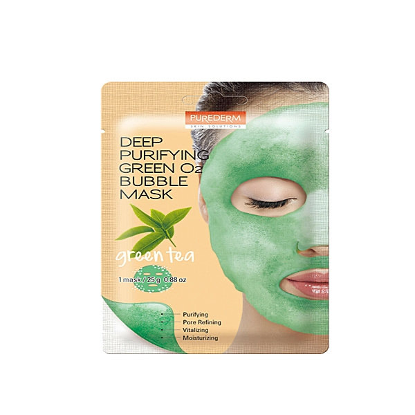 Purederm Пузырьковая маска с зелёным чаем Deep Purifying Green O2 Bubble Mask Green Tea