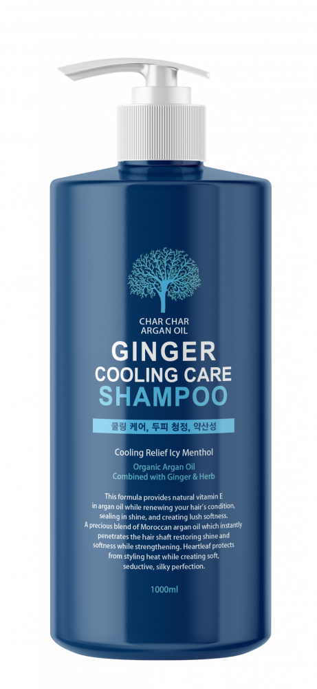 Char Char Шампунь для волос УКРЕПЛЕНИЕ / ОХЛАЖДЕНИЕ Argan Oil Ginger Cooling Care Shampoo, 1000 мл