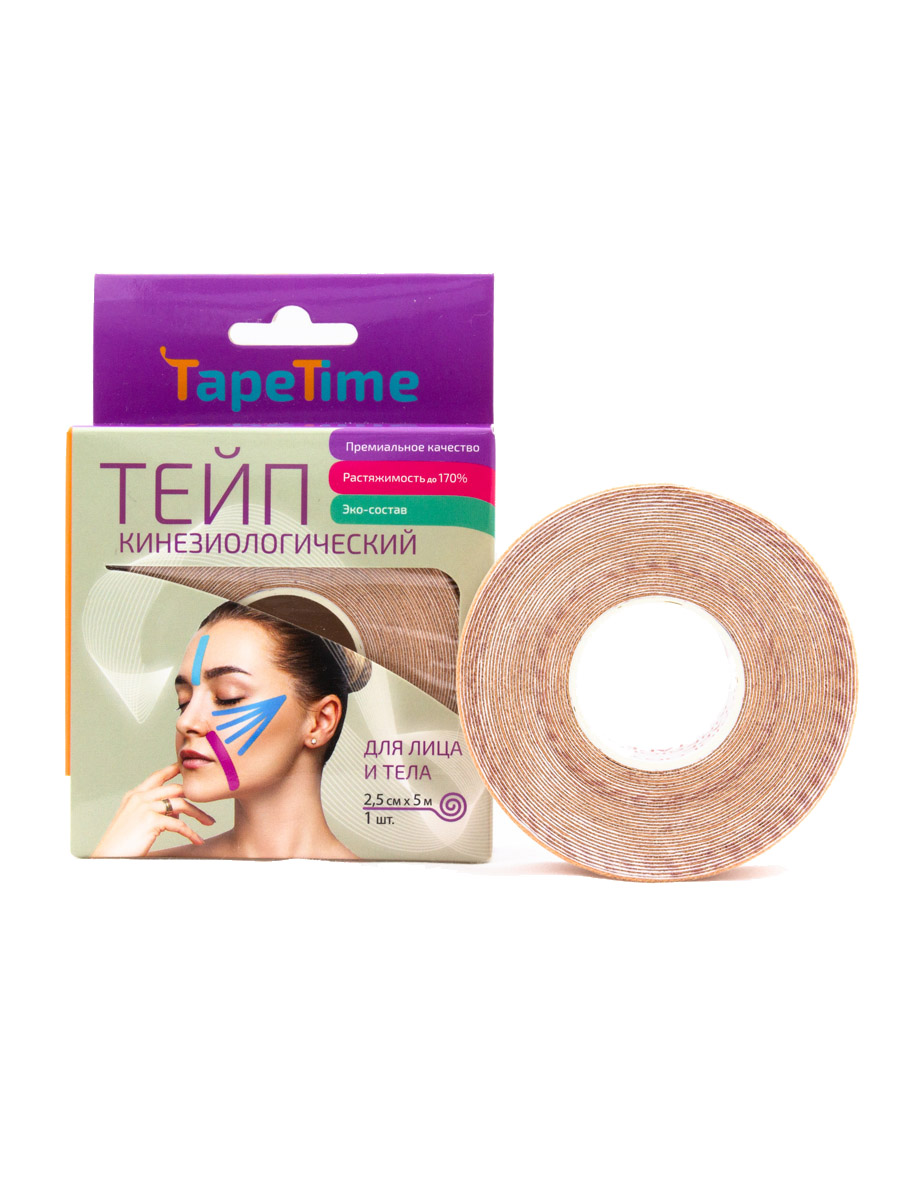 TAPETIME Тейп для лица и тела 2,5 СМ * 5 М БЕЖЕВЫЙ