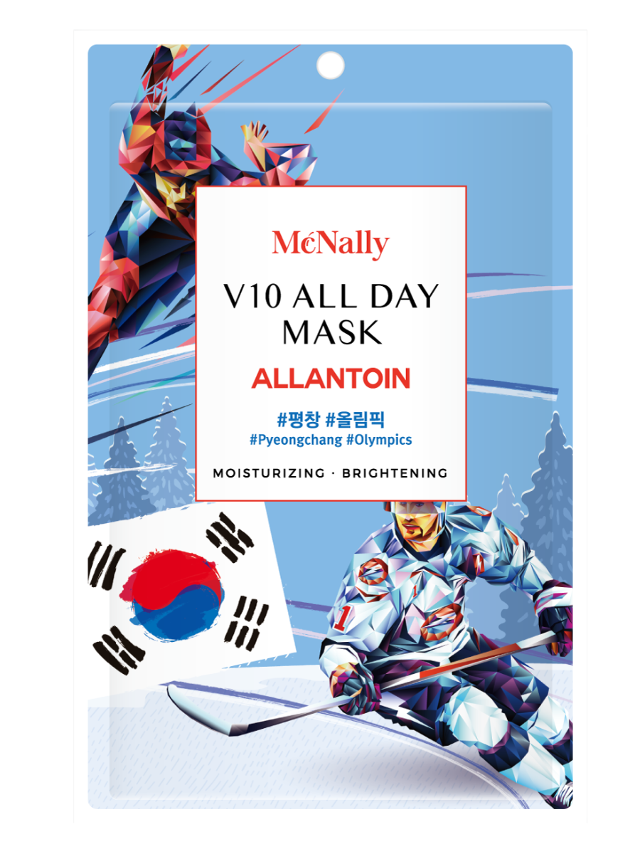 MCNALLY Маска тканевая увлажняющая для сияния кожи с аллантоином V10 ALL DAY MASK ALLANTOIN