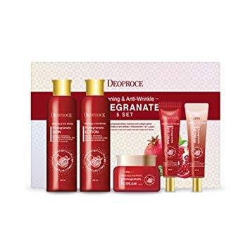 DEOPROCE Набор антивозрастных средств с экстрактом граната Whitening & Anti-Wrinkle Pomegranate 4 Set