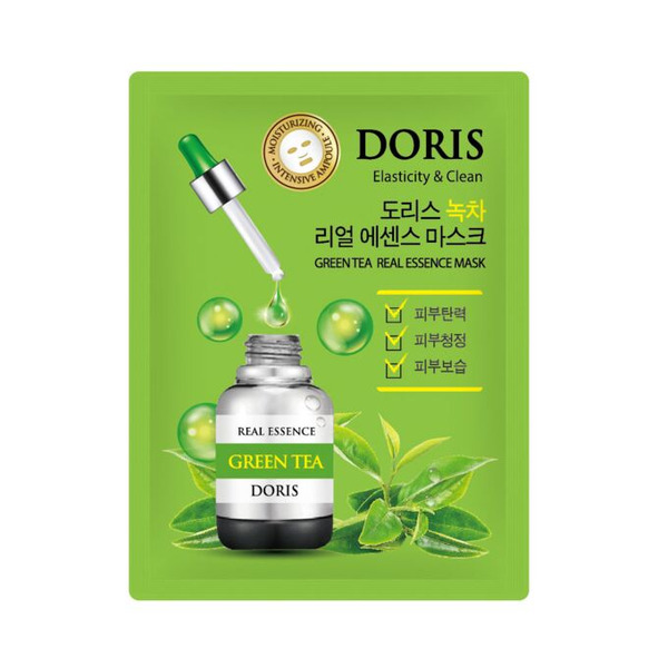 Doris Тканевая маска для лица ЗЕЛЕНЫЙ ЧАЙ GREEN TEA Real Essence Mask