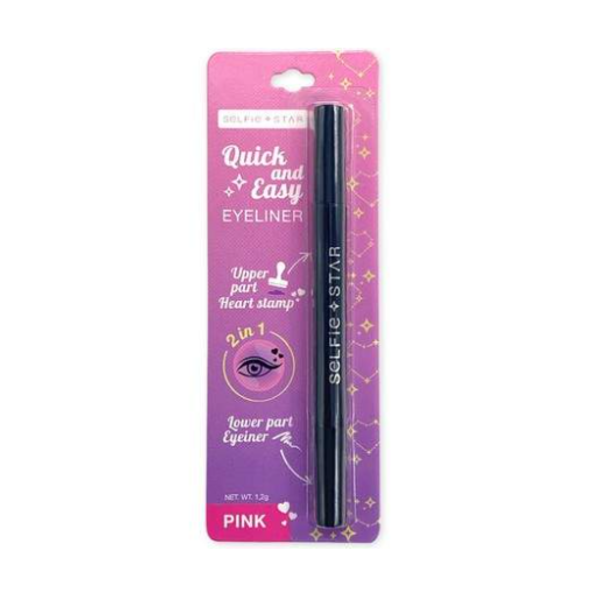 SELFIE STAR Подводка для глаз РОЗОВАЯ со штампом СЕРДЦЕ 2 in 1 Selfie Star Quick & Easy Eyeliner Heart stamp Pink, 1,2 г