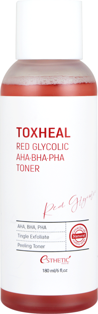 ESTHETIC HOUSE Тонер для лица TOXHEAL RED GLYCOLIC AHA, BHA, PHA TONER, 180 мл