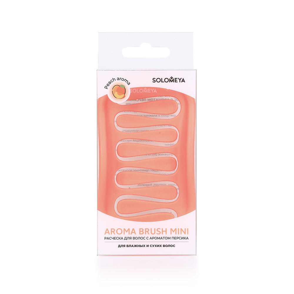SOLOMEYA Расческа для сухих и влажных волос АРОМАТ ПЕРСИКА МИНИ Aroma Brush For Wet&Dry Hair Peach Mini, 1 шт