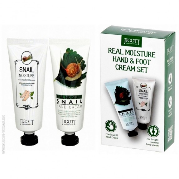 JIGOTT  Набор кремов для рук и ног с экстрактом улитки - Real moisture hang & foot cream set