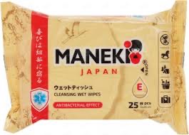 Maneki Салфетки влажные антибактериальные для всей семьи с витамином Е и увлажняющим лосьоном Kabi, 25 шт