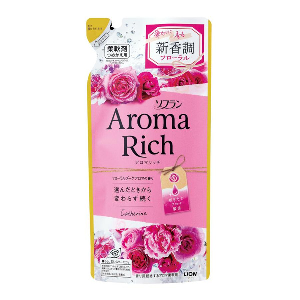 Lion Ополаскиватель для белья с ароматом натуральных масел Soflan Aroma Rich Catherine, 400 мл (мягкая упаковка)