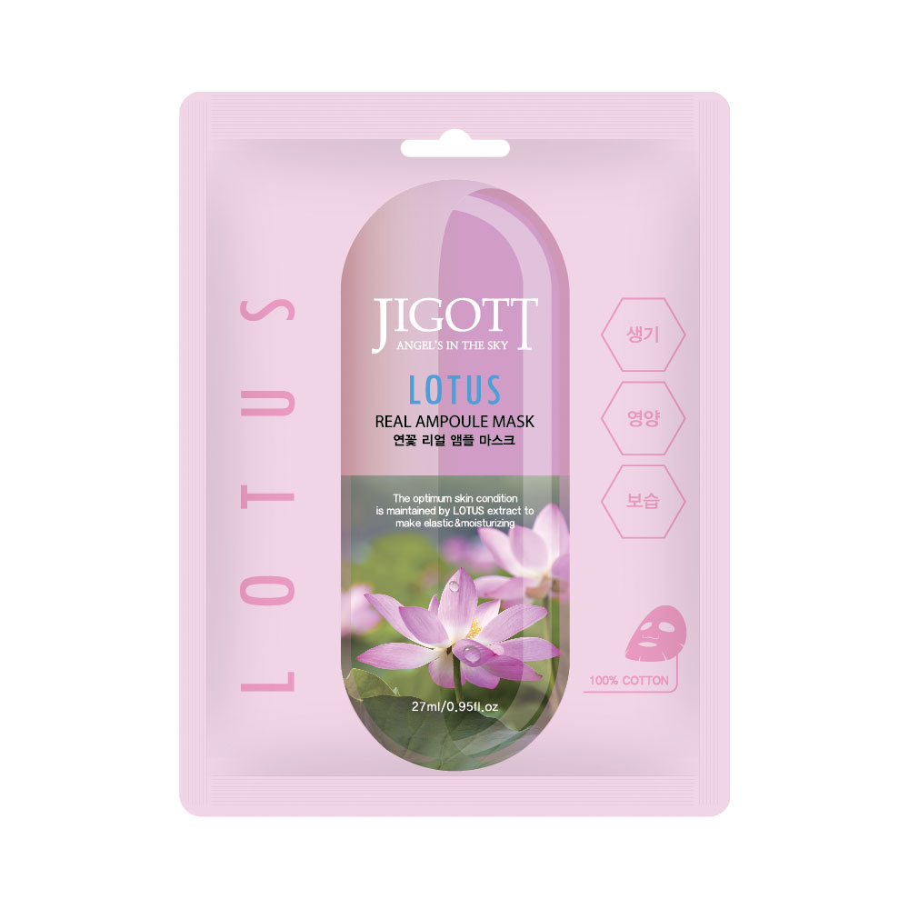 JIGOTT Тканевая маска для лица ЛОТОС LOTUS Real Ampoule Mask