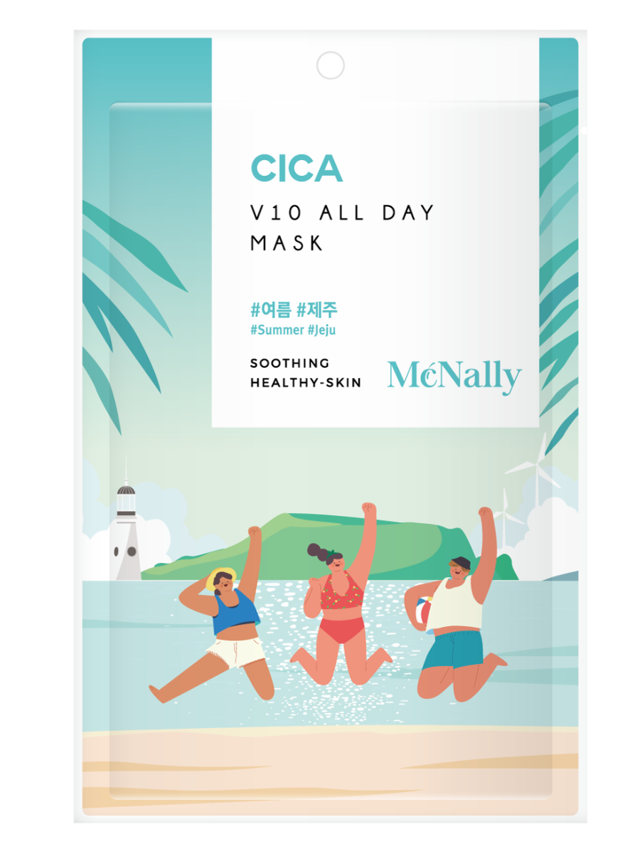 MCNALLY Маска тканевая с экстрактом центеллы азиатской V10 ALL DAY MASK CICA