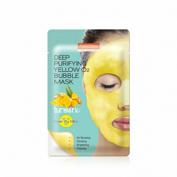 PUREDERM Пузырьковая маска с куркумой Deep Purifying Yellow O2 Bubble Mask Turmeric