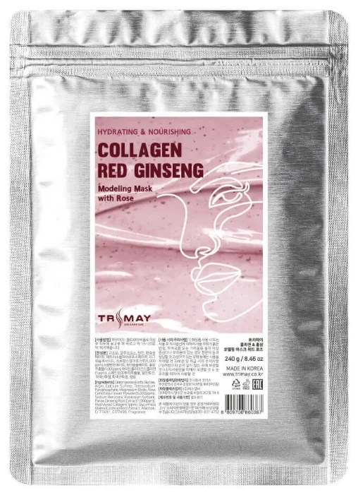 Trimay Альгинатная маска с коллагеном и женьшенем Collagen & Red Ginseng Modeling Mask With Rose