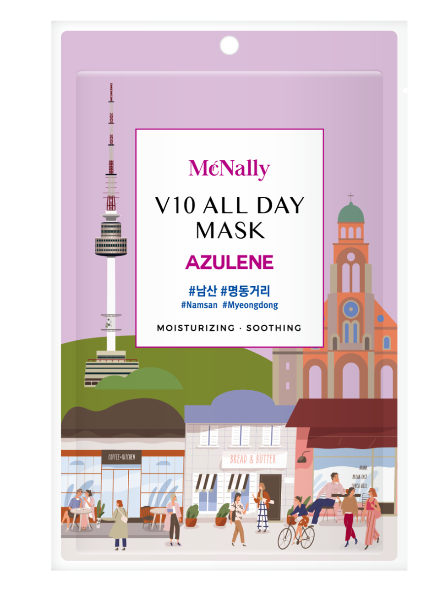 MCNALLY Маска тканевая с азуленом  V10 ALL DAY MASK AZULENE