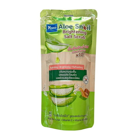 YOKO Скраб для тела солевой АЛОЕ ВЕРА И МУЦИН УЛИТКИ Aloe Snail Brightening Salt Scrub, 300 гр