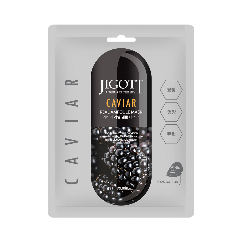 JIGOTT Тканевая маска для лица ИКРА CAVIAR Real Ampoule Mask