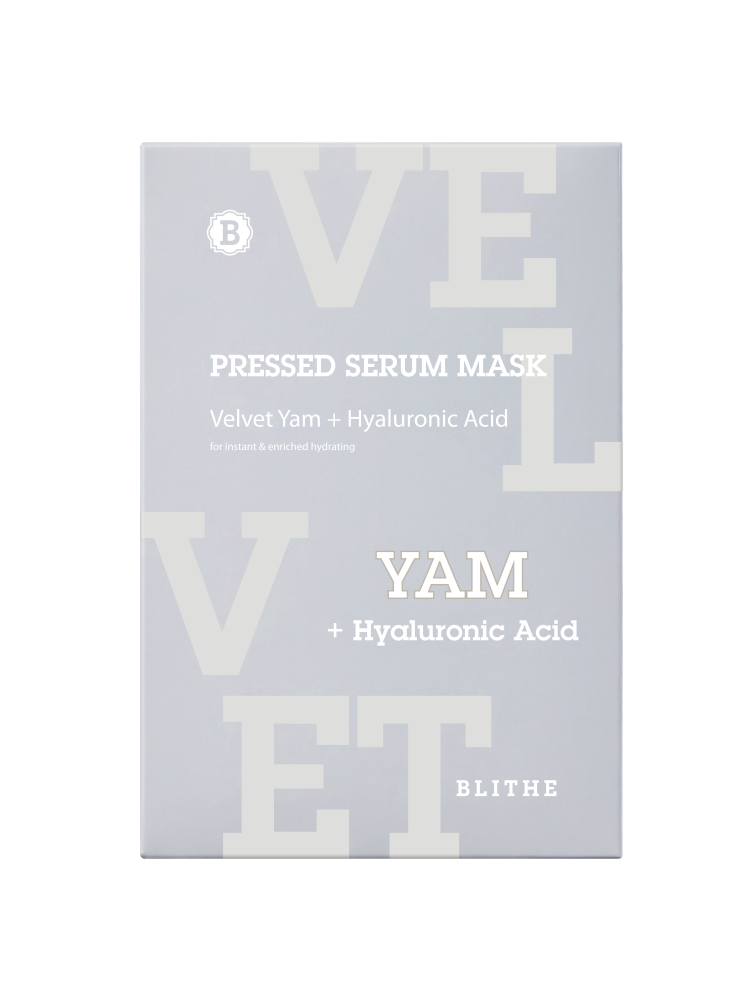 BLITHE Маска для лица тканевая БАРХАТНЫЙ ЯМС Pressed Serum Mask Velvet Yam+Hyaluronic Acid