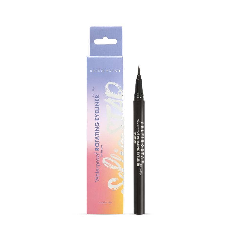 SELFIE STAR Подводка-фломастер для глаз водостойкая ЧЕРНАЯ Waterproof Rotating Eyeliner Black X02, 0,6 гр
