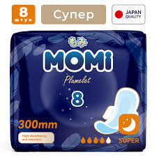 Momi Гигиенические прокладки Супер Plumelet Super, 300 мм, 8 шт., 4 капли