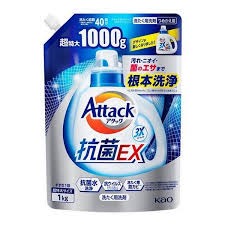 KAO Attack Жидкое средство для стирки тройного действия 3Х, мягкая упаковка с крышкой, 1000мл