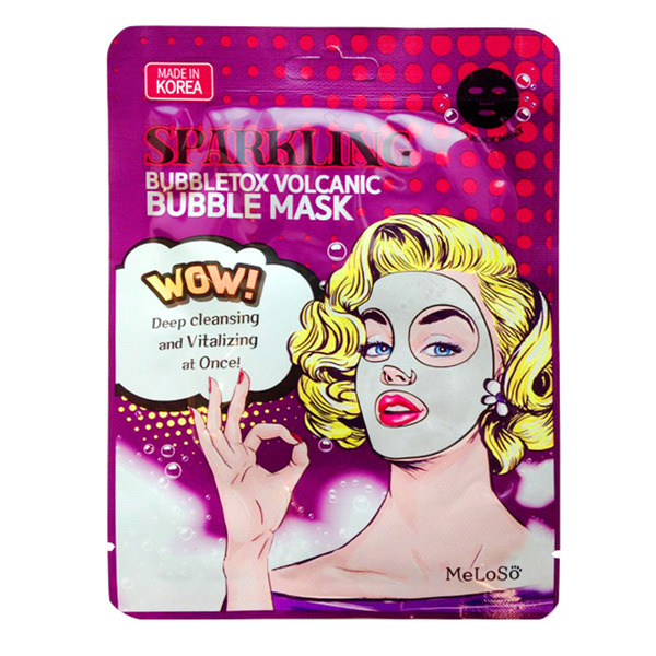 Meloso Тканевая кислородная маска с вулканическим пеплом Sparkling Bubble Tox Volcanic Bubble Mask,  25 мл