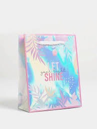 Пакет подарочный голографический - Let your light shine, 18*23*10см